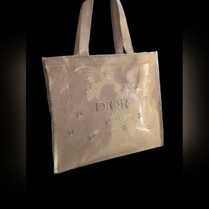 NEW Dior Parfums Gold Metallic Large Mesh Tote Bag!